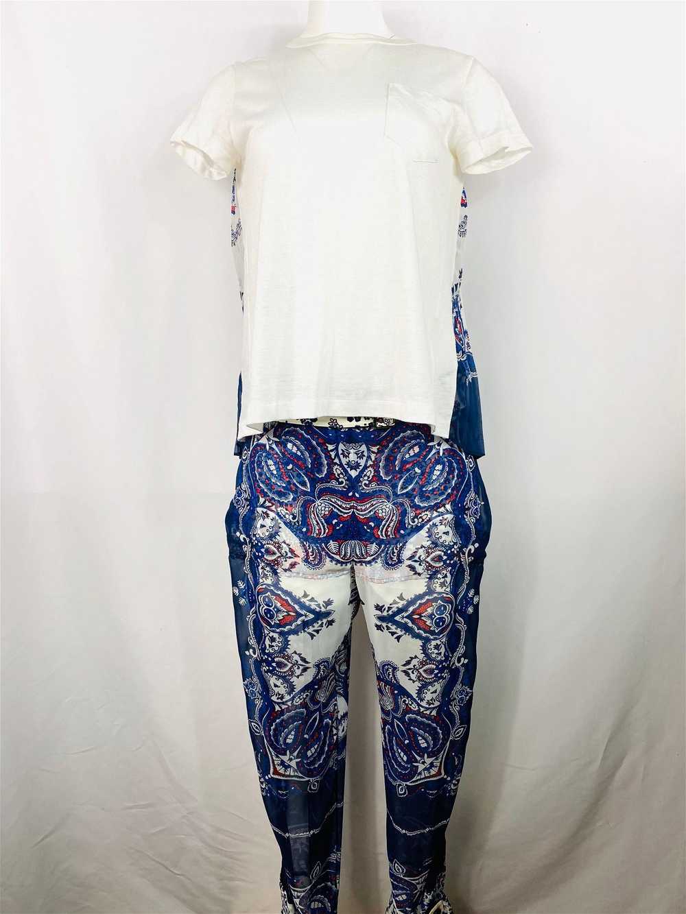 Sacai White and Blue Short Sleeve Top and Pants S… - image 8