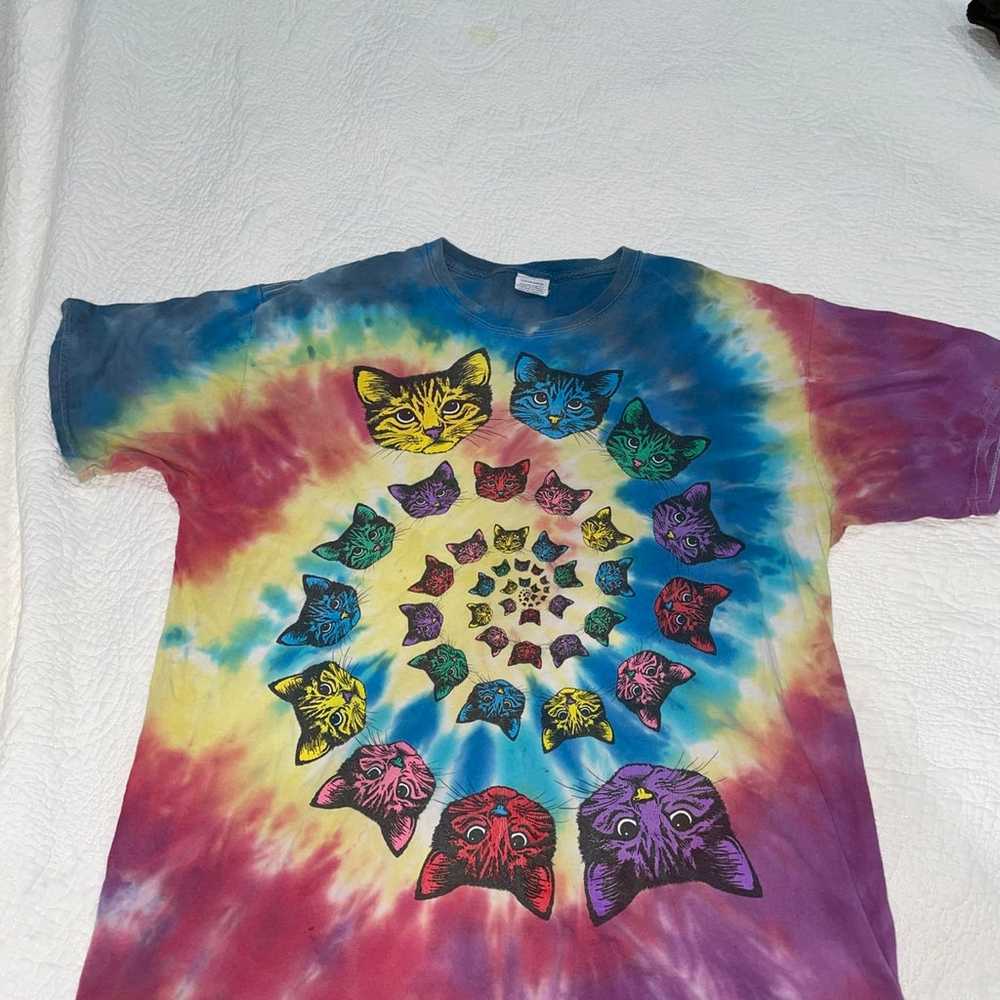 psychedelic tye dye cat shirt - image 2