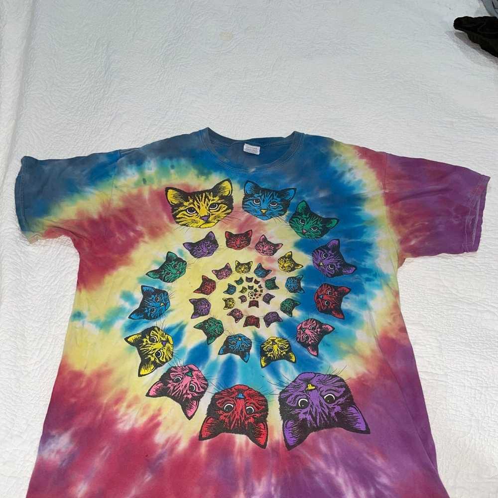 psychedelic tye dye cat shirt - image 3