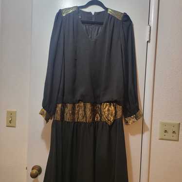 Vintage Chez 80's Black & Gold Dress - image 1