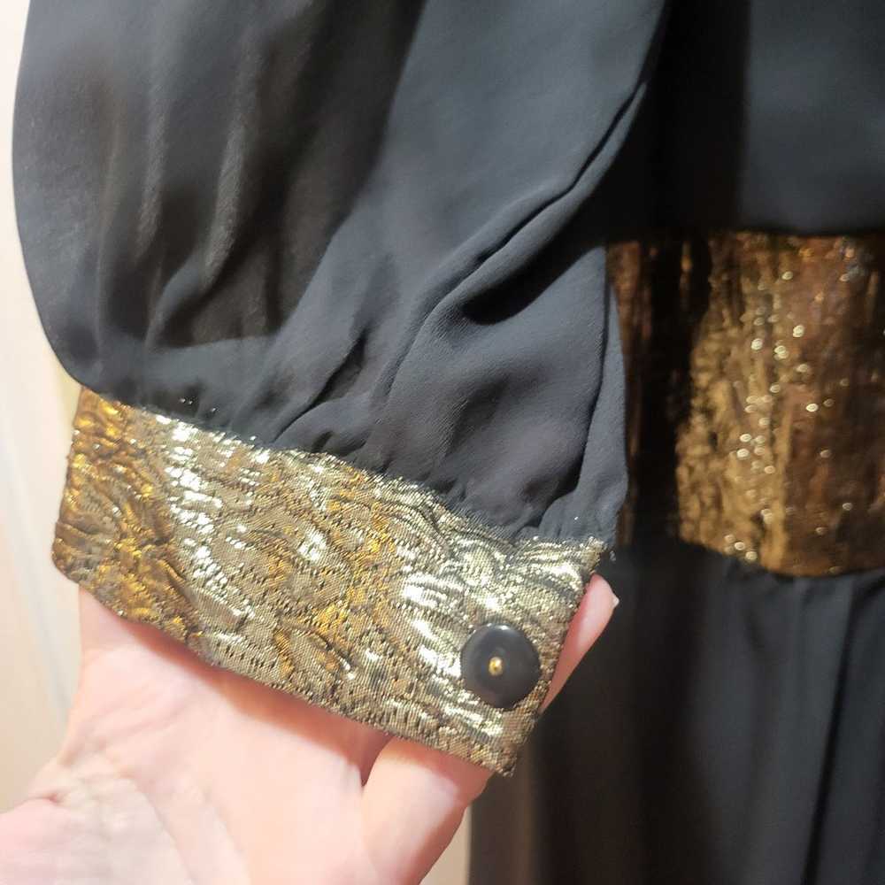 Vintage Chez 80's Black & Gold Dress - image 3