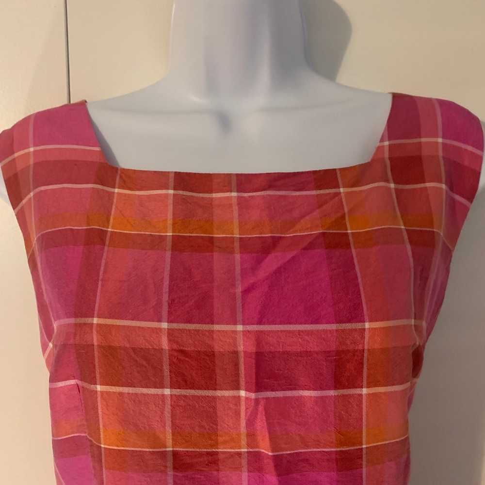 Jillian Jones women’s sleeveless pink plaid silk … - image 3