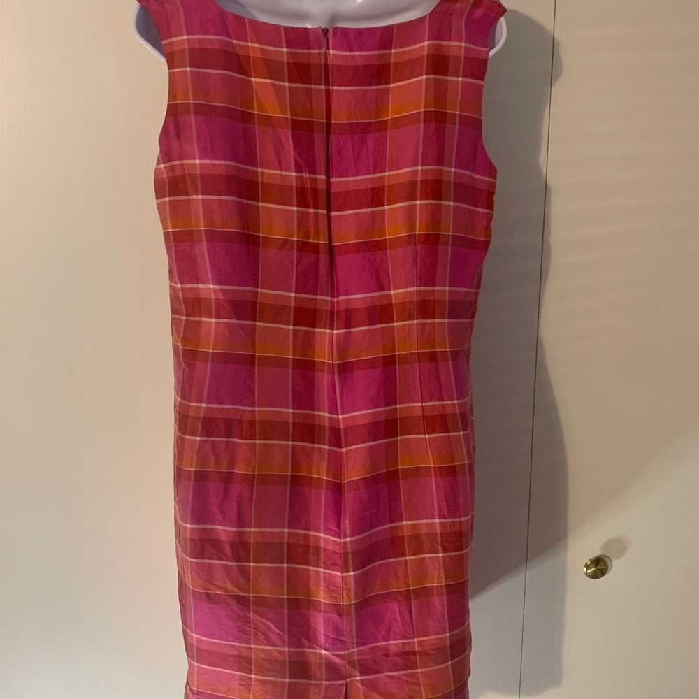 Jillian Jones women’s sleeveless pink plaid silk … - image 4