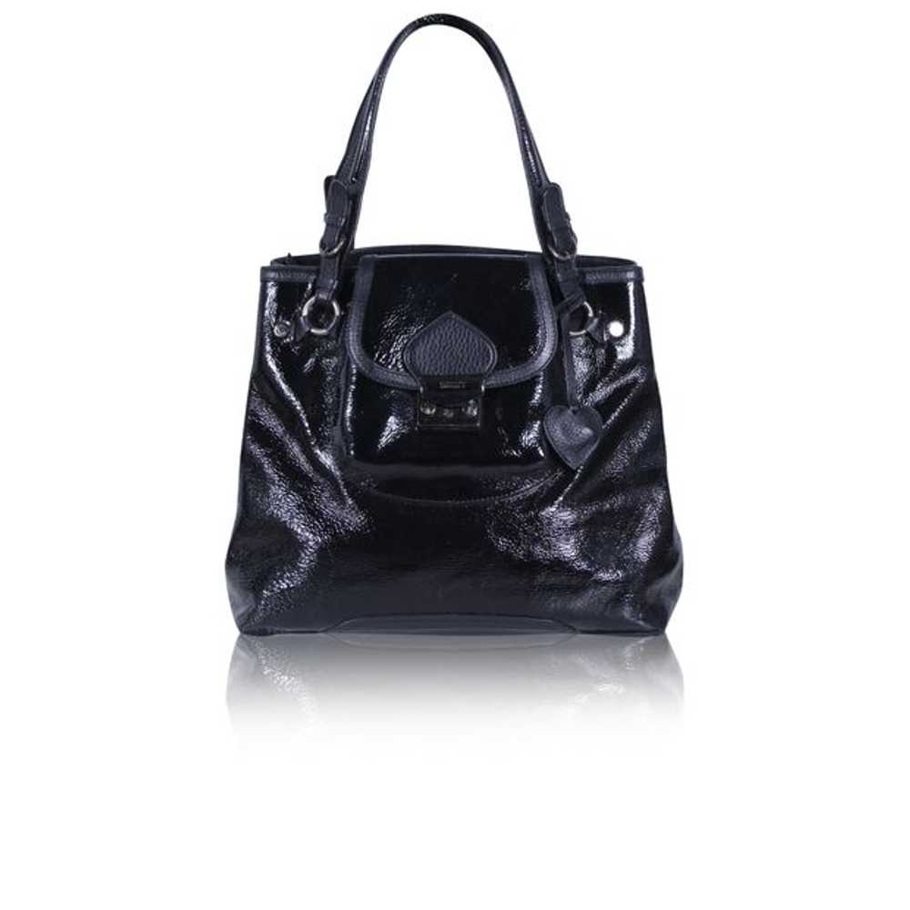 MOSCHINO Black Patent Leather Tote, BLACK - image 1