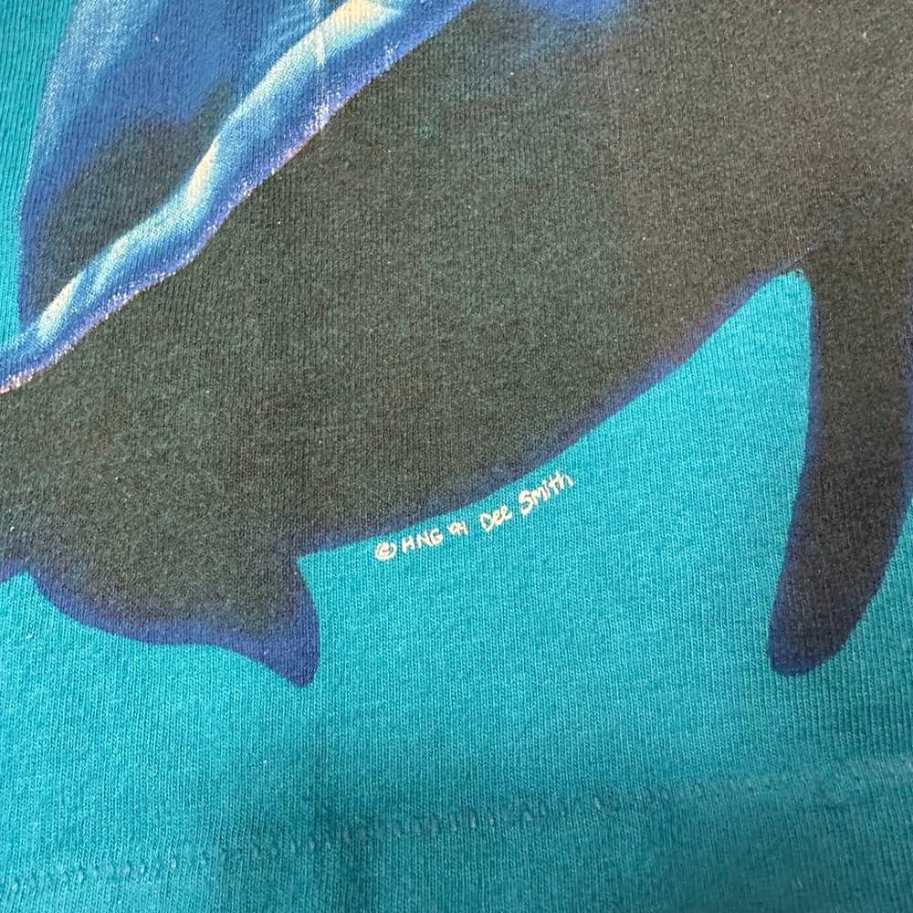 VTG 1994 Single Stitch Dolphins and Fish Blue Shi… - image 2