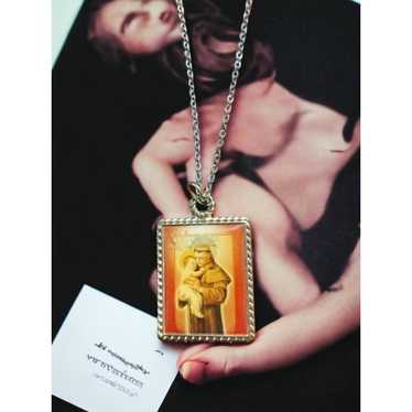 Vintage Vintage religious necklace~Saint holding … - image 1