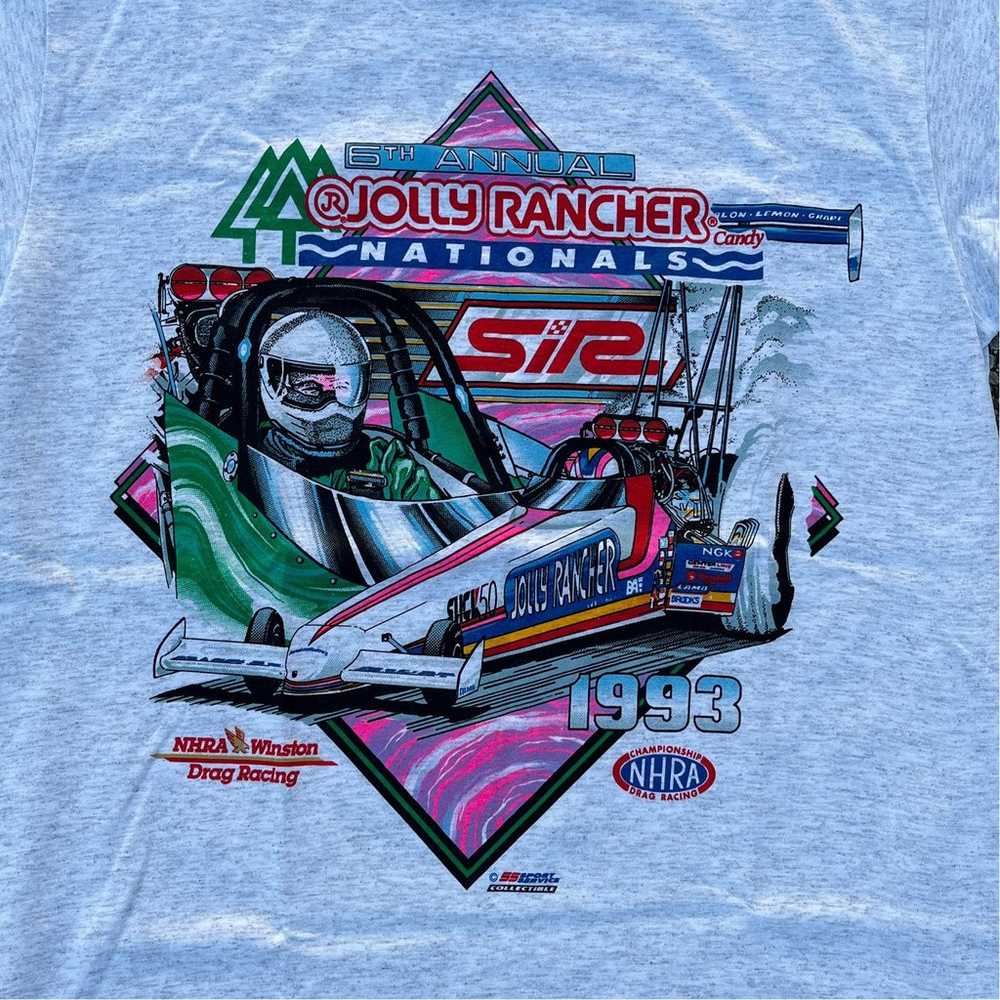 Vintage 1993 Jolly Ranchers NHRA Drag Racing T-Sh… - image 3