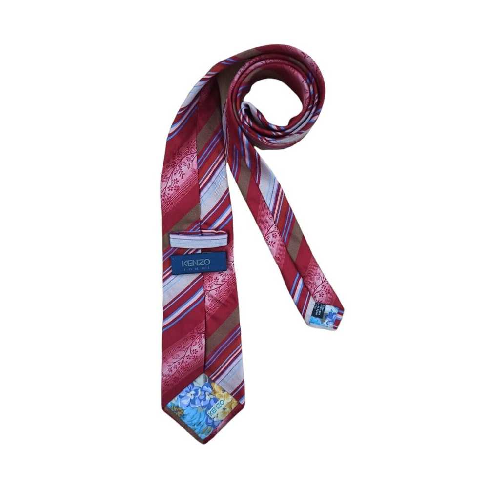 Kenzo KENZO HOMME Striped Floral Silk Tie ITALY 6… - image 3