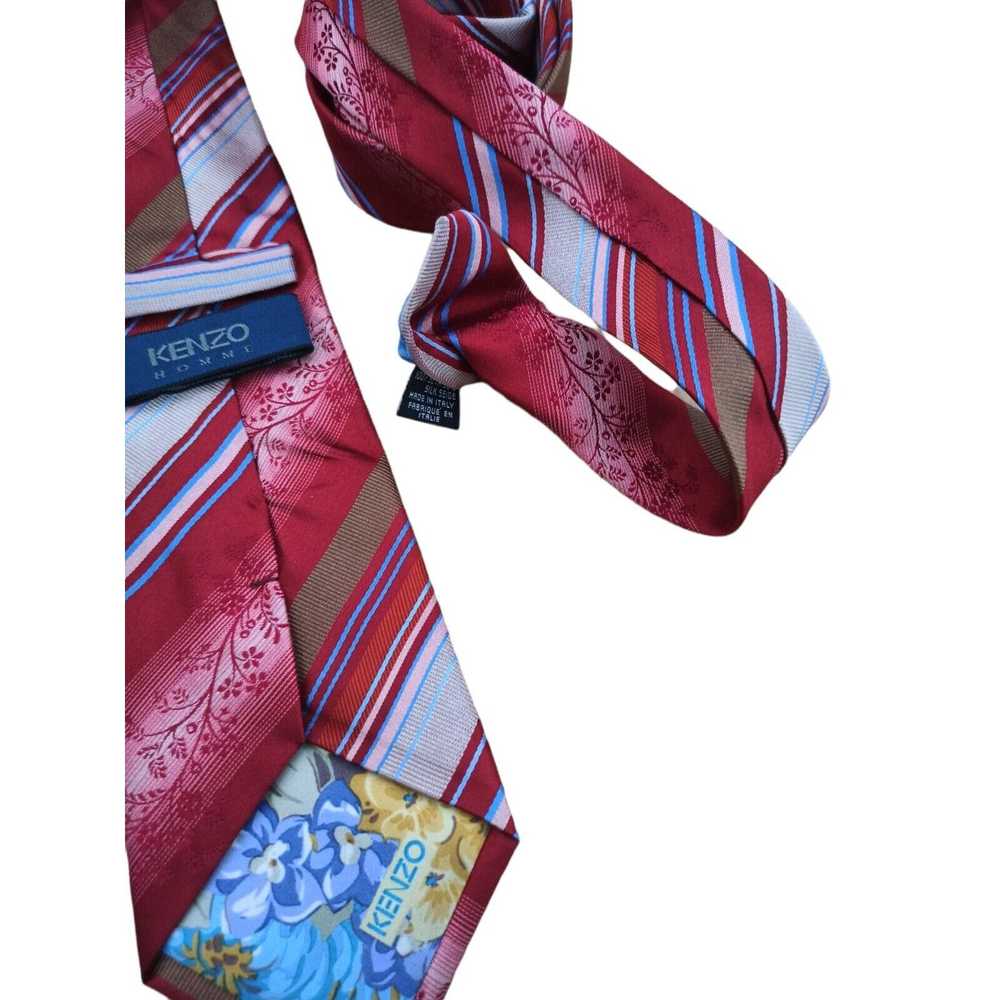 Kenzo KENZO HOMME Striped Floral Silk Tie ITALY 6… - image 5