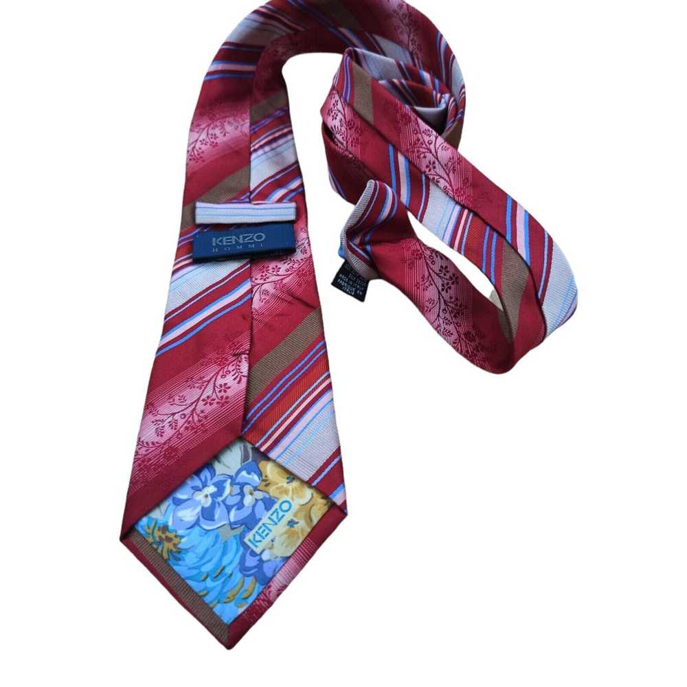 Kenzo KENZO HOMME Striped Floral Silk Tie ITALY 6… - image 7