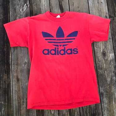 Vintage 70's Adidas Single Stitch Red and Blue Te… - image 1