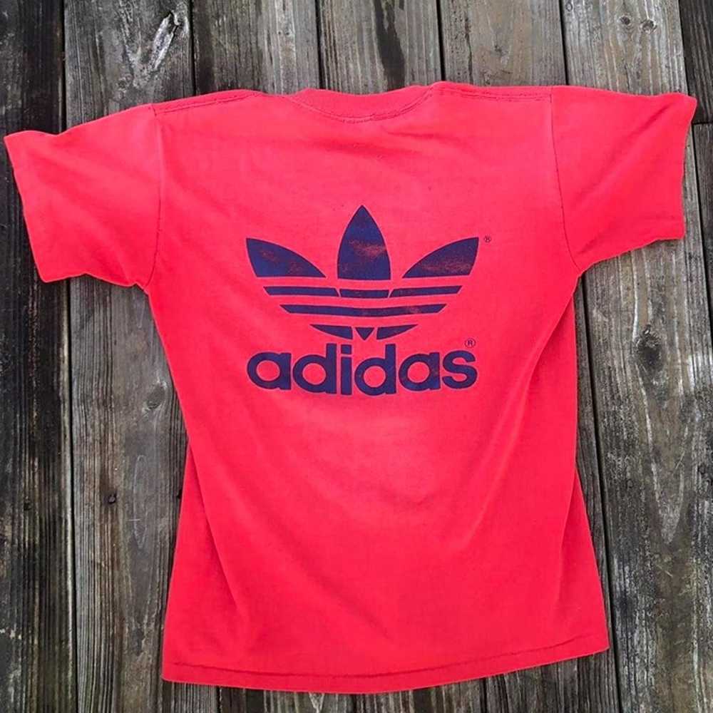 Vintage 70's Adidas Single Stitch Red and Blue Te… - image 2