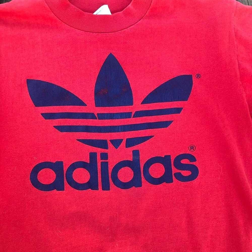 Vintage 70's Adidas Single Stitch Red and Blue Te… - image 3