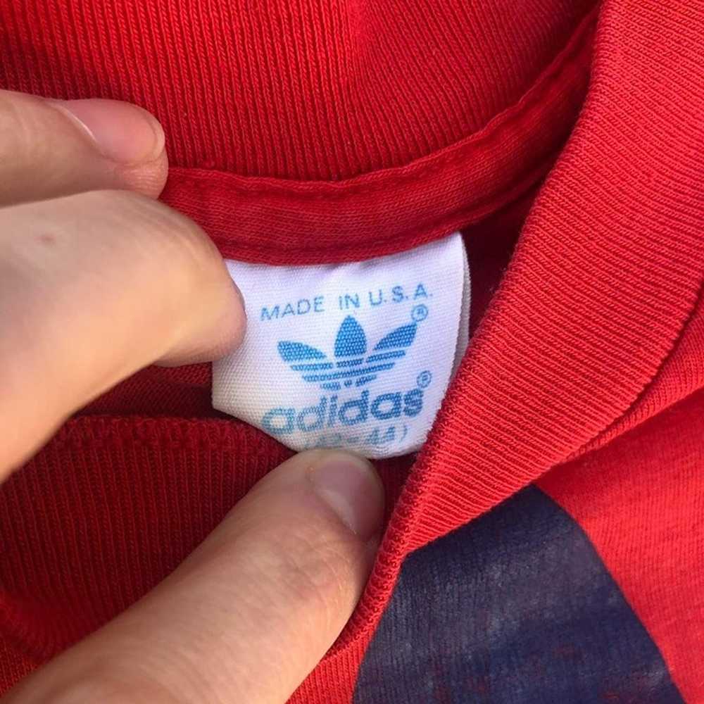 Vintage 70's Adidas Single Stitch Red and Blue Te… - image 4