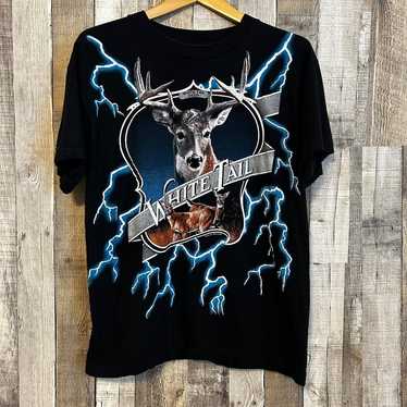Vintage 90s USA Thunder White Tail Deer T Shirt R… - image 1