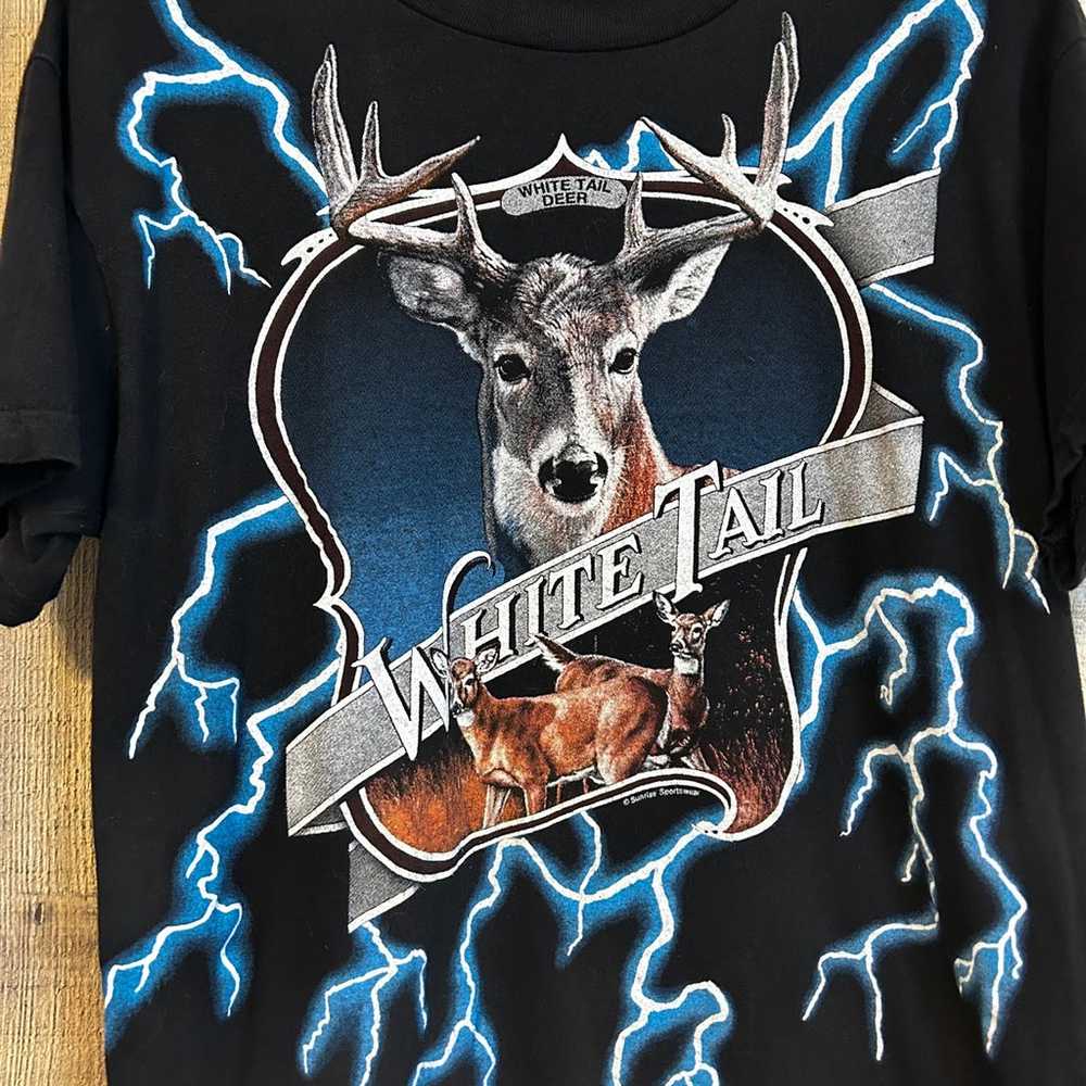Vintage 90s USA Thunder White Tail Deer T Shirt R… - image 2