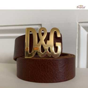 Vintage D & G Dolce & Gabbana Leather Steel Logo Band Ring Sz9.75