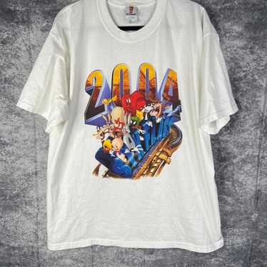 Looney tunes vintage 2004 six flags white short s… - image 1