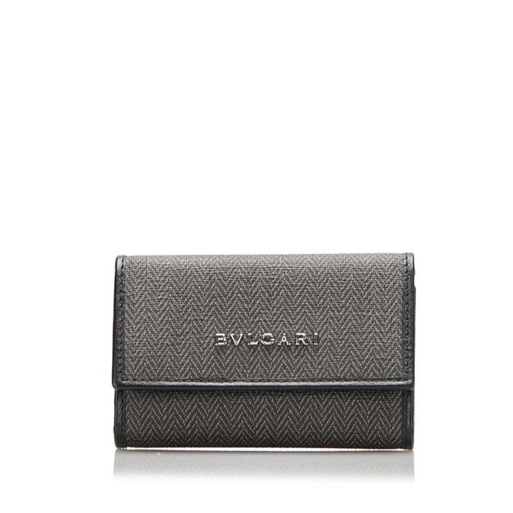 Bvlgari BVLGARI Key Case Gray Black PVC Leather L… - image 1