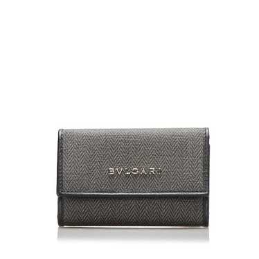 Bvlgari BVLGARI Key Case Gray Black PVC Leather L… - image 1