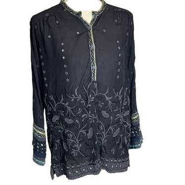 Johnny Was Johnny Was Fern Lily Blouse Navy Blue S