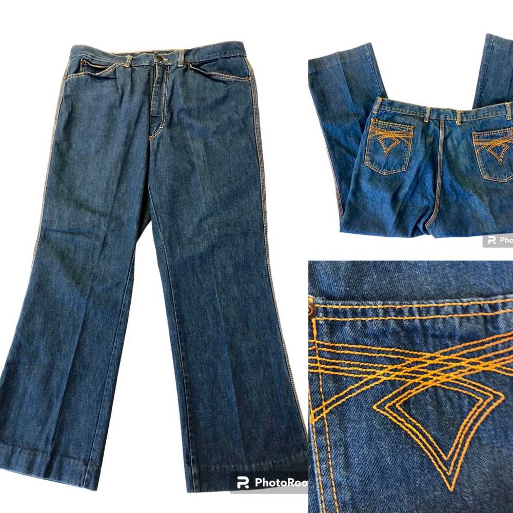 Unkwn 70's Male MoD Blue Jeans BELL BOTTOMS Denim… - image 1