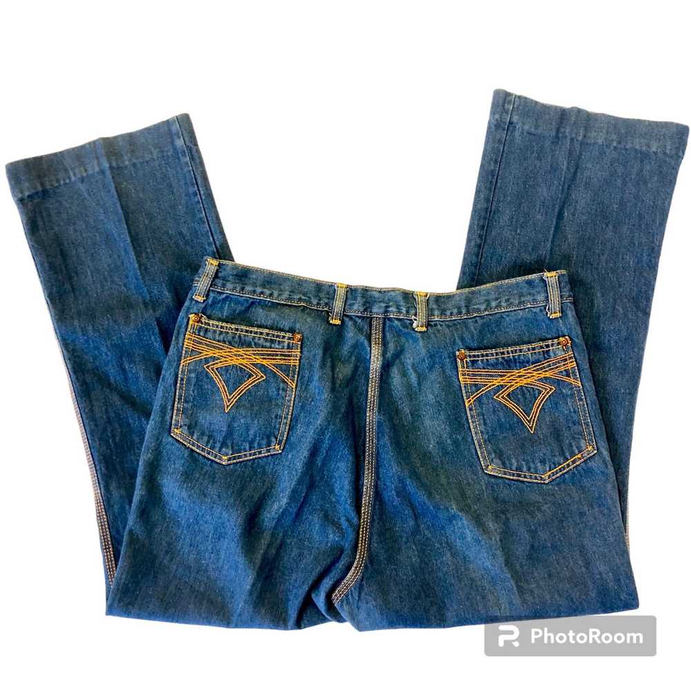 Unkwn 70's Male MoD Blue Jeans BELL BOTTOMS Denim… - image 2