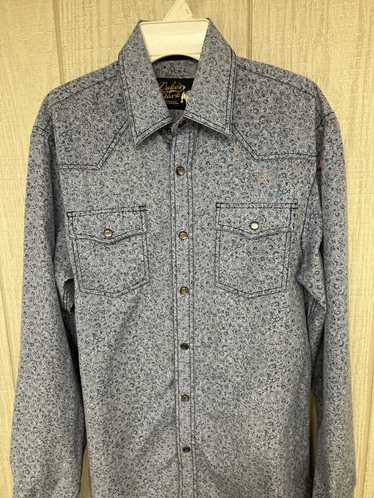 Lucky Brand True Indigo Long Sleeve Pearl Snap Western Button Shirt Small S  Blue