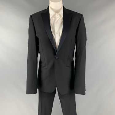 Calvin Klein Black Solid Wool Peak Lapel Tuxedo - image 1