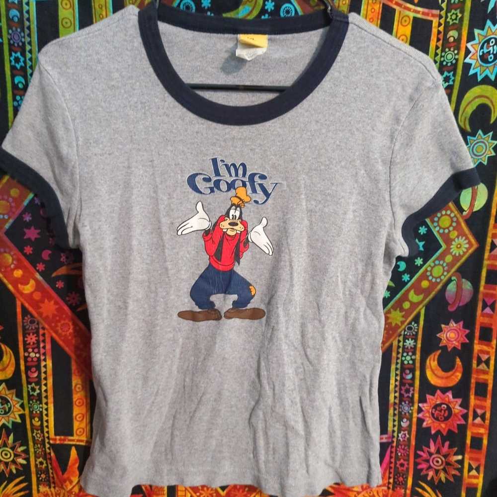 RARE VTG Goofy Disney Ringer Shirt - image 1