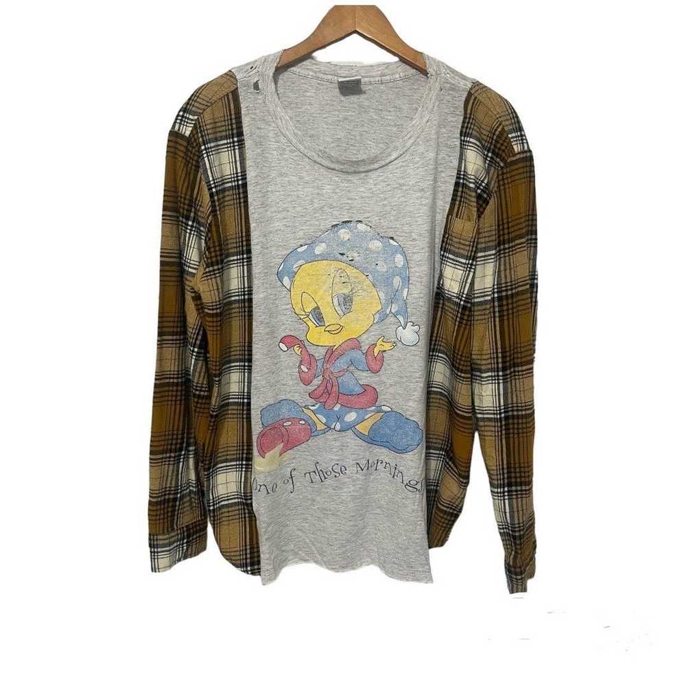 Custom flannel tweety vintage shirt size Xl - image 1