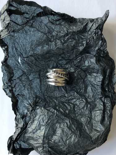 Chin Teo Silver Cage Ring With Black Diamonds