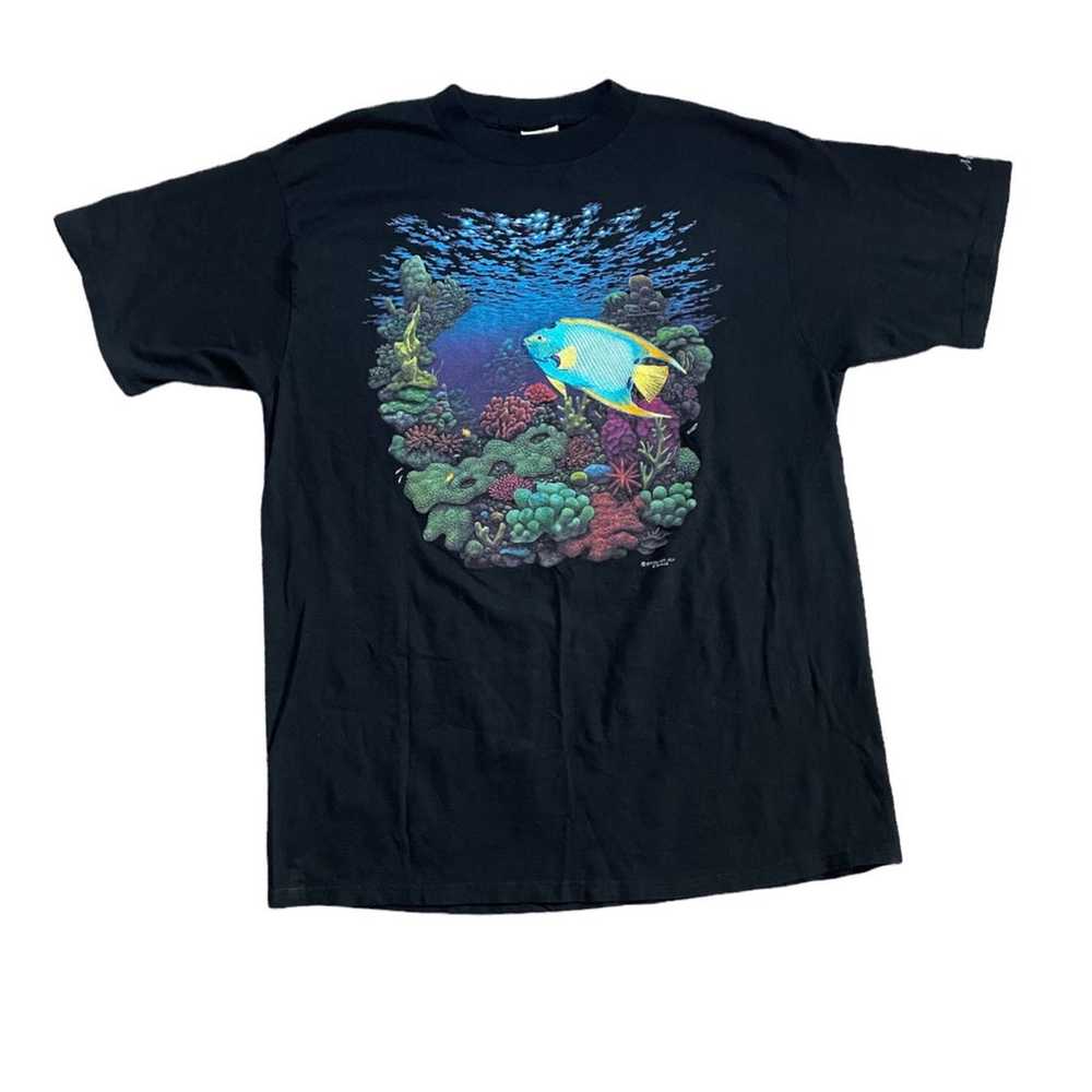 VTG Coral Reef Stitch Art Shirt - image 1