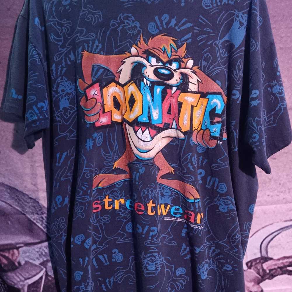 Vintage 1992 Taz Loonatic Streetwear AOP t shirt - image 1