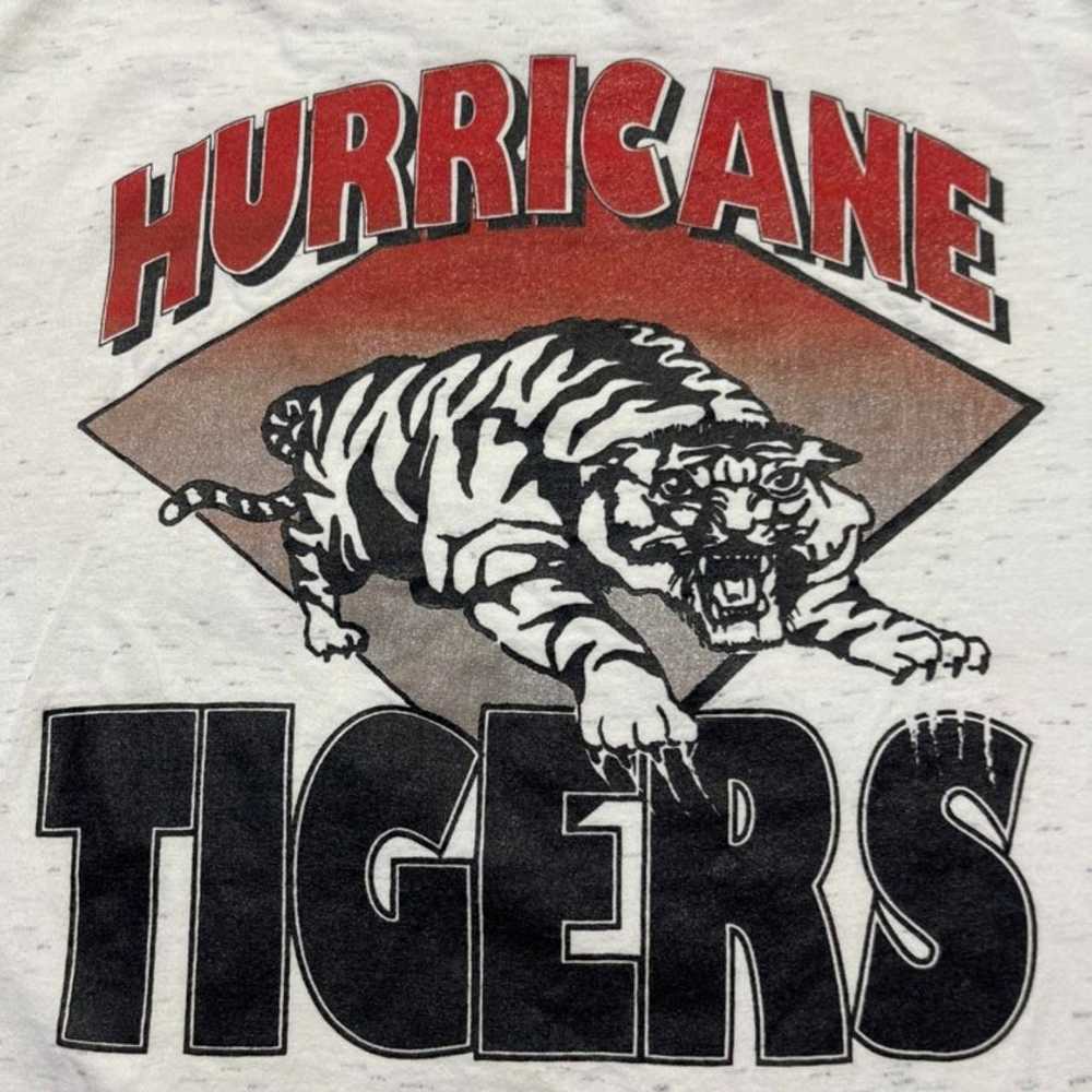 Vintage Grey Single Stitch Hurricane Tigers T-Shi… - image 4