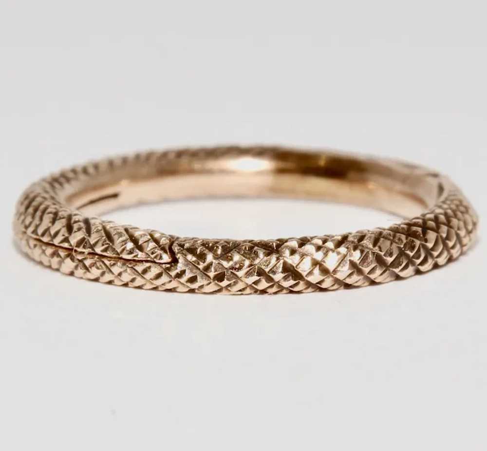 Antique Georgian Ouroboros Snake Split Ring 9K Ro… - image 10