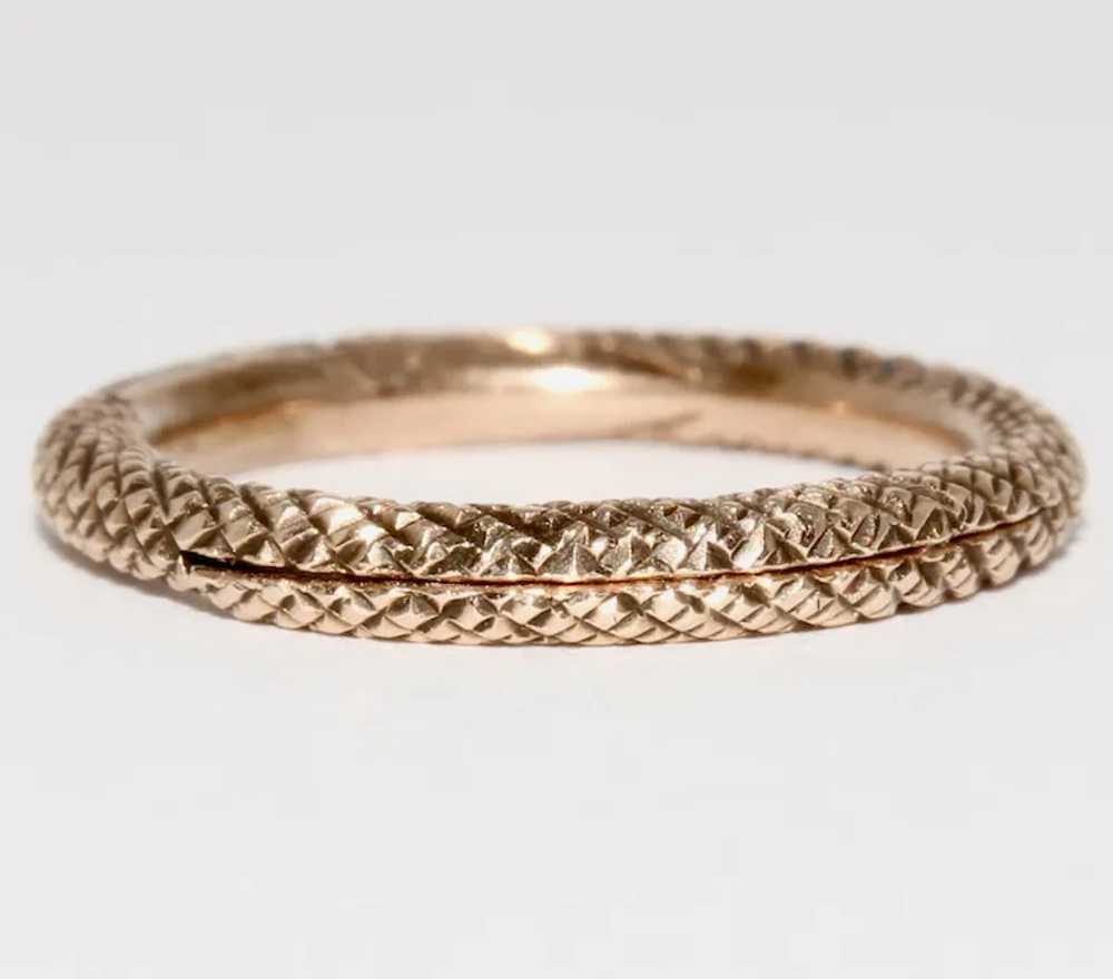 Antique Georgian Ouroboros Snake Split Ring 9K Ro… - image 11