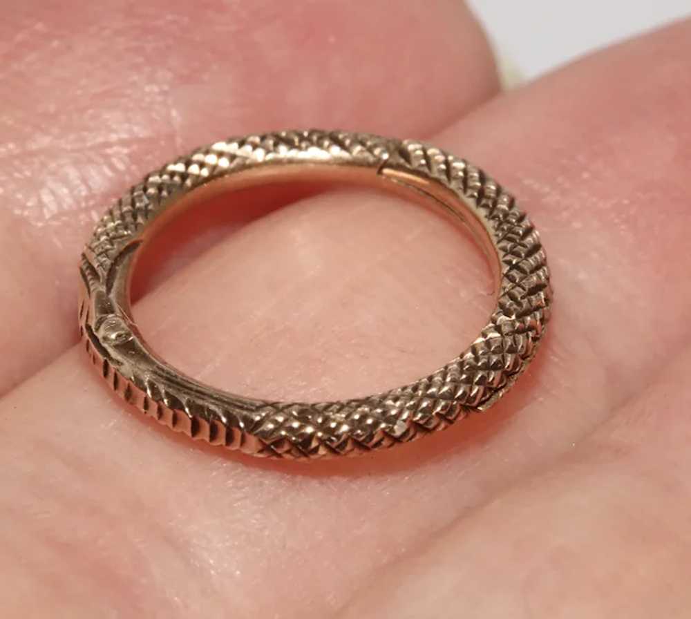 Antique Georgian Ouroboros Snake Split Ring 9K Ro… - image 12