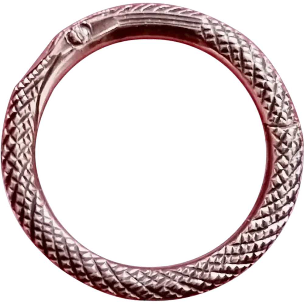 Antique Georgian Ouroboros Snake Split Ring 9K Ro… - image 1