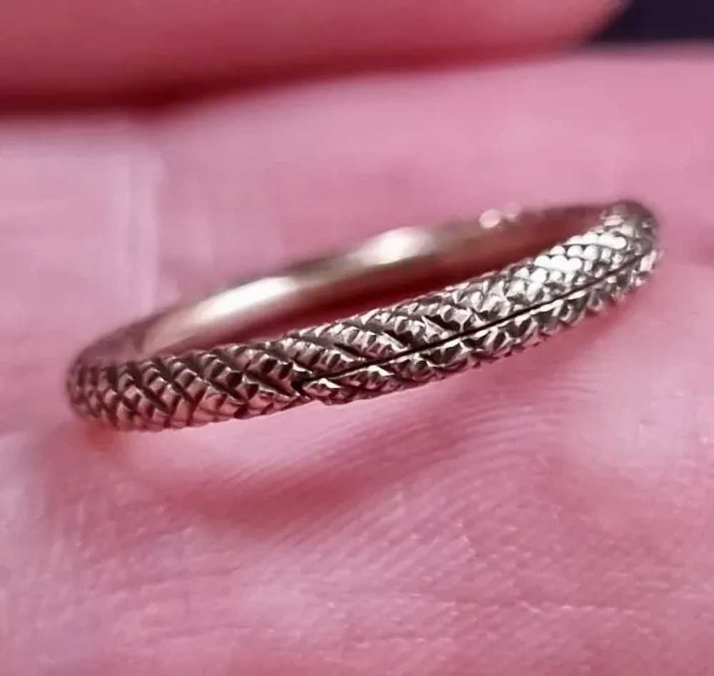 Antique Georgian Ouroboros Snake Split Ring 9K Ro… - image 3