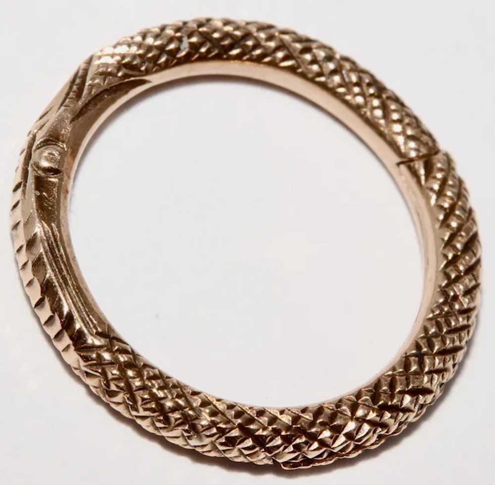 Antique Georgian Ouroboros Snake Split Ring 9K Ro… - image 5