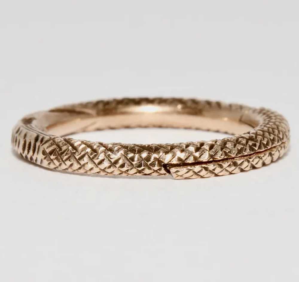 Antique Georgian Ouroboros Snake Split Ring 9K Ro… - image 7