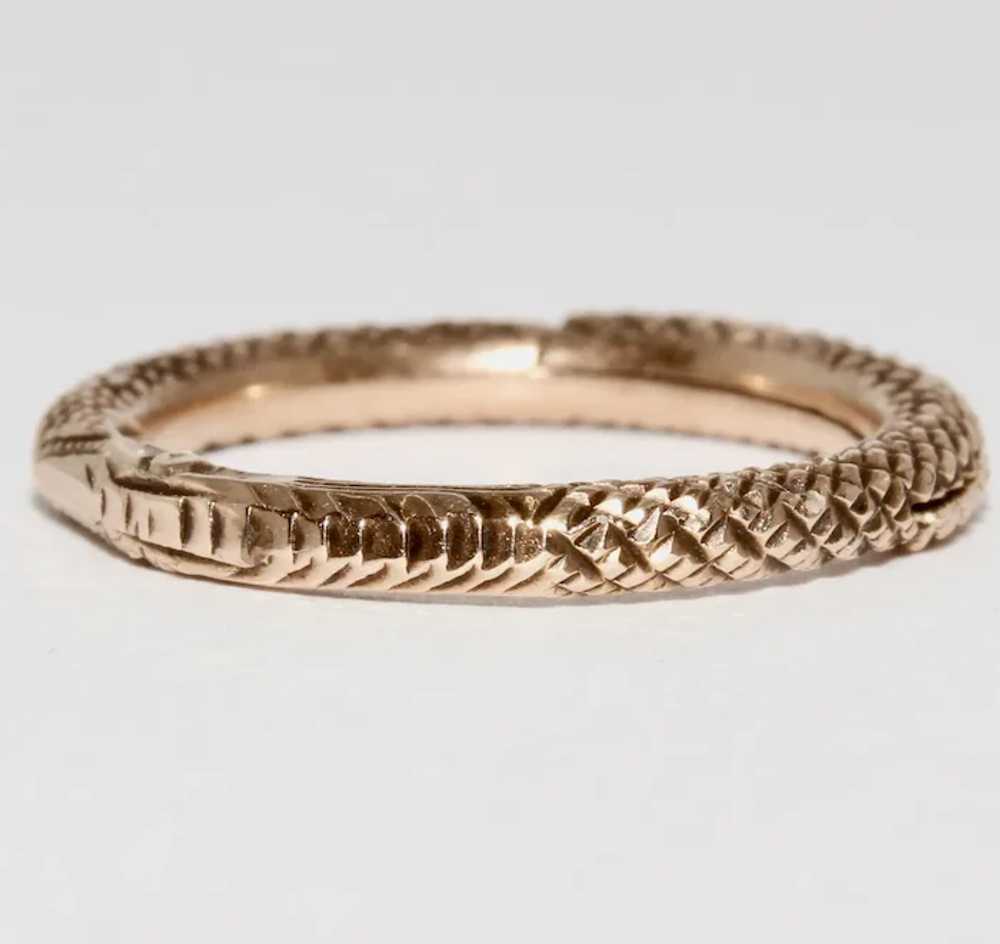 Antique Georgian Ouroboros Snake Split Ring 9K Ro… - image 8