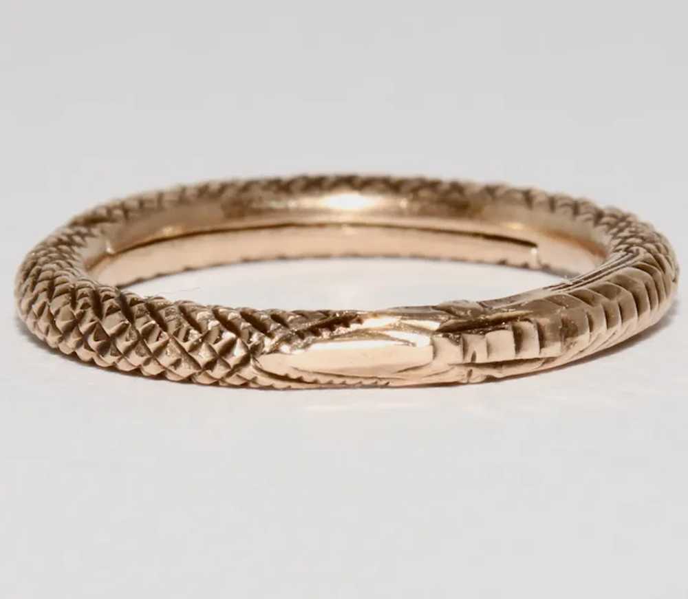Antique Georgian Ouroboros Snake Split Ring 9K Ro… - image 9