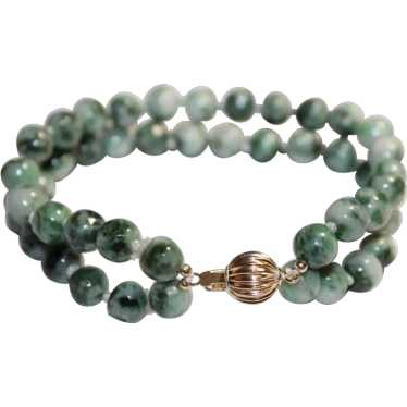 Double Strand Carved Round Jade Bracelet