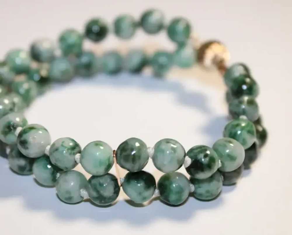 Double Strand Carved Round Jade Bracelet - image 2