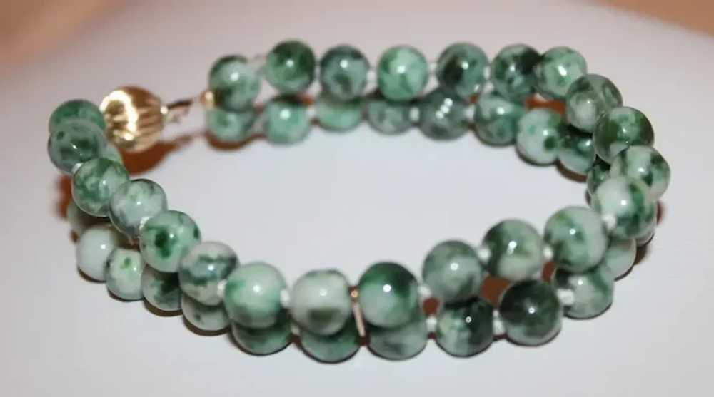 Double Strand Carved Round Jade Bracelet - image 5