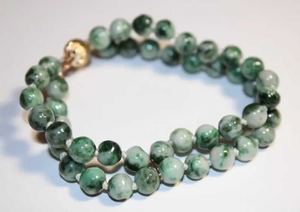 Double Strand Carved Round Jade Bracelet - image 6