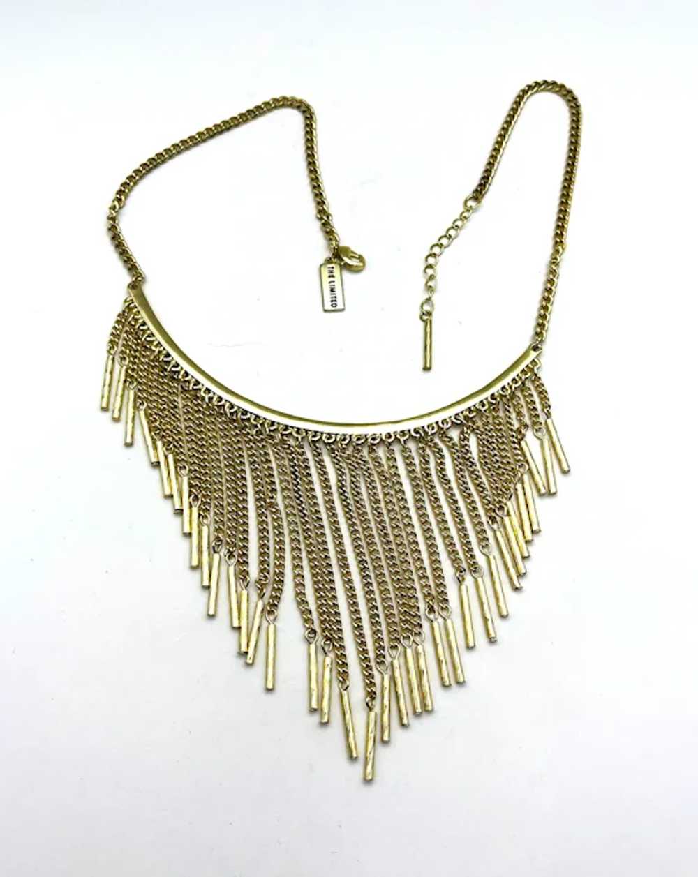 Drop Front Goldtone Necklace with Pretty Dangling… - image 10