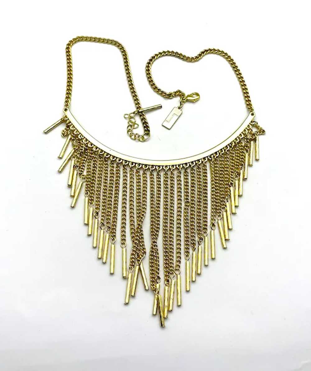 Drop Front Goldtone Necklace with Pretty Dangling… - image 11